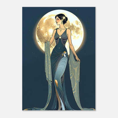Art Deco Diva Moonlit Fine Art Poster - A Touch of Roaring Twenties Glamour for Your Walls