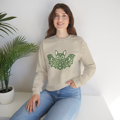Cute Purple Bat Crewneck Sweatshirt | Kawaii Night Sky Halloween Pullover