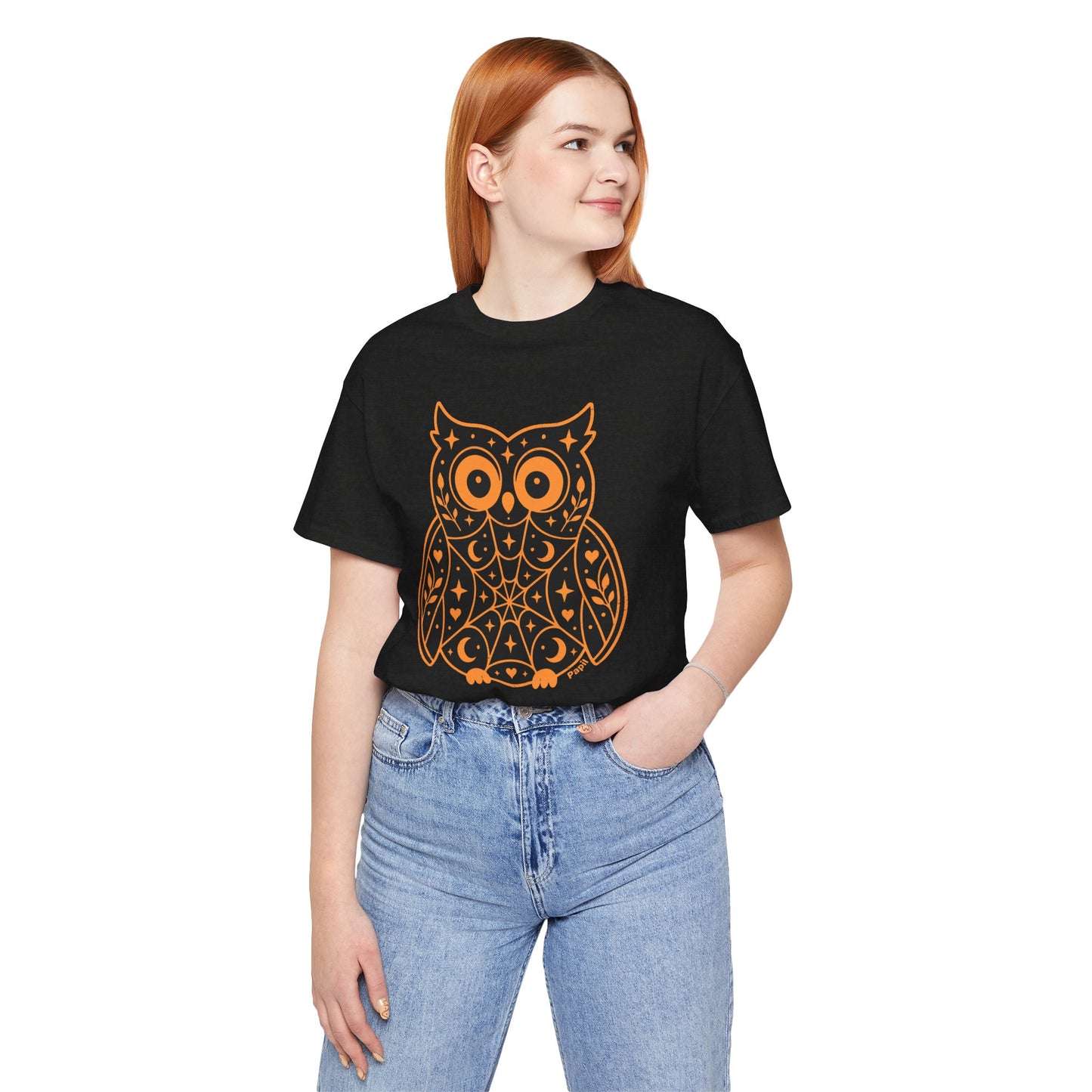 Enchanted Owl Halloween Graphic Tee | Vintage Woodland Owl T-Shirt - Black