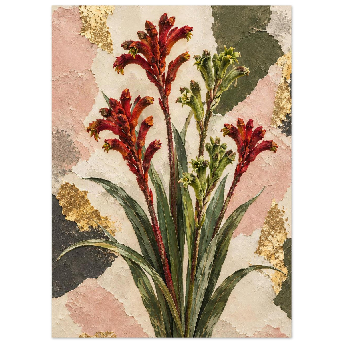 Kangaroo Paw Australian Native Flower Fine Art Poster 13x18 cm 5x7″