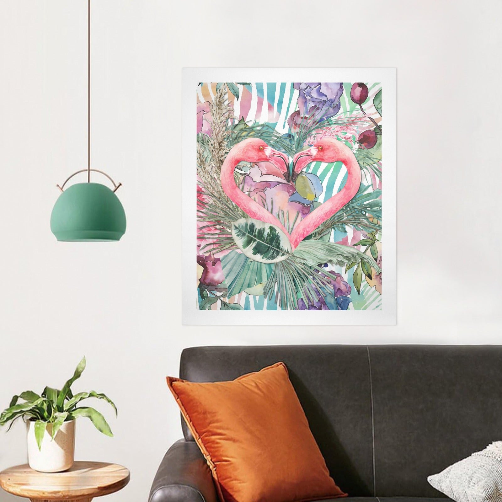 Flamingo Pair – Modern Tropical Canvas Wall Art Print