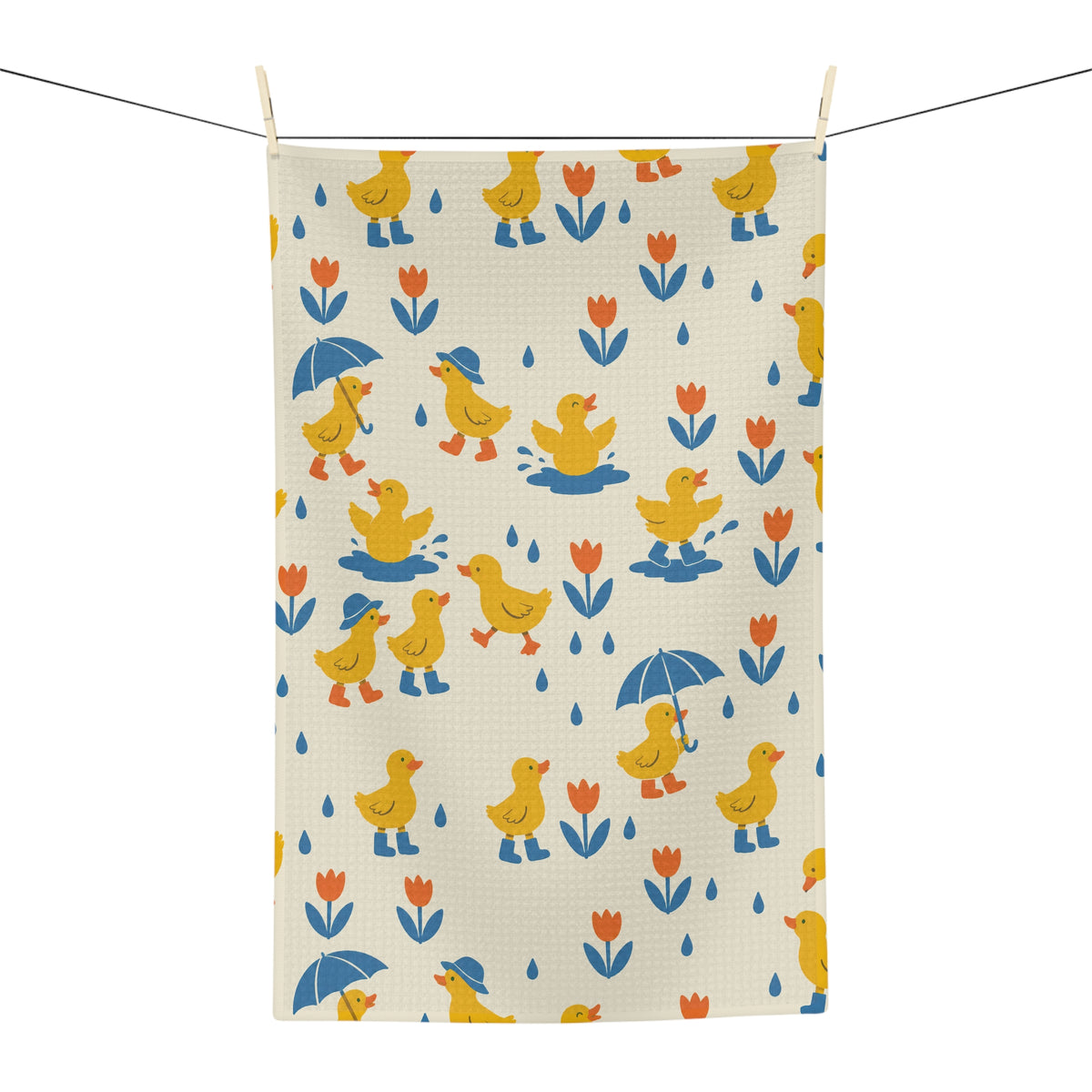 Rainy Day Ducklings Tea Towel | Quick-Dry Microfibre Kitchen Towel