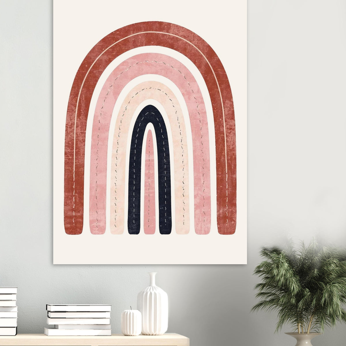 Boho Rainbow Serenity Fine Art Poster - Modern Earthy Nursery Decor & Art Print