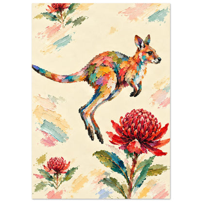 Wallaby Painted Australian Animal Fine Art Poster 21x29.7 cm 8x12"
