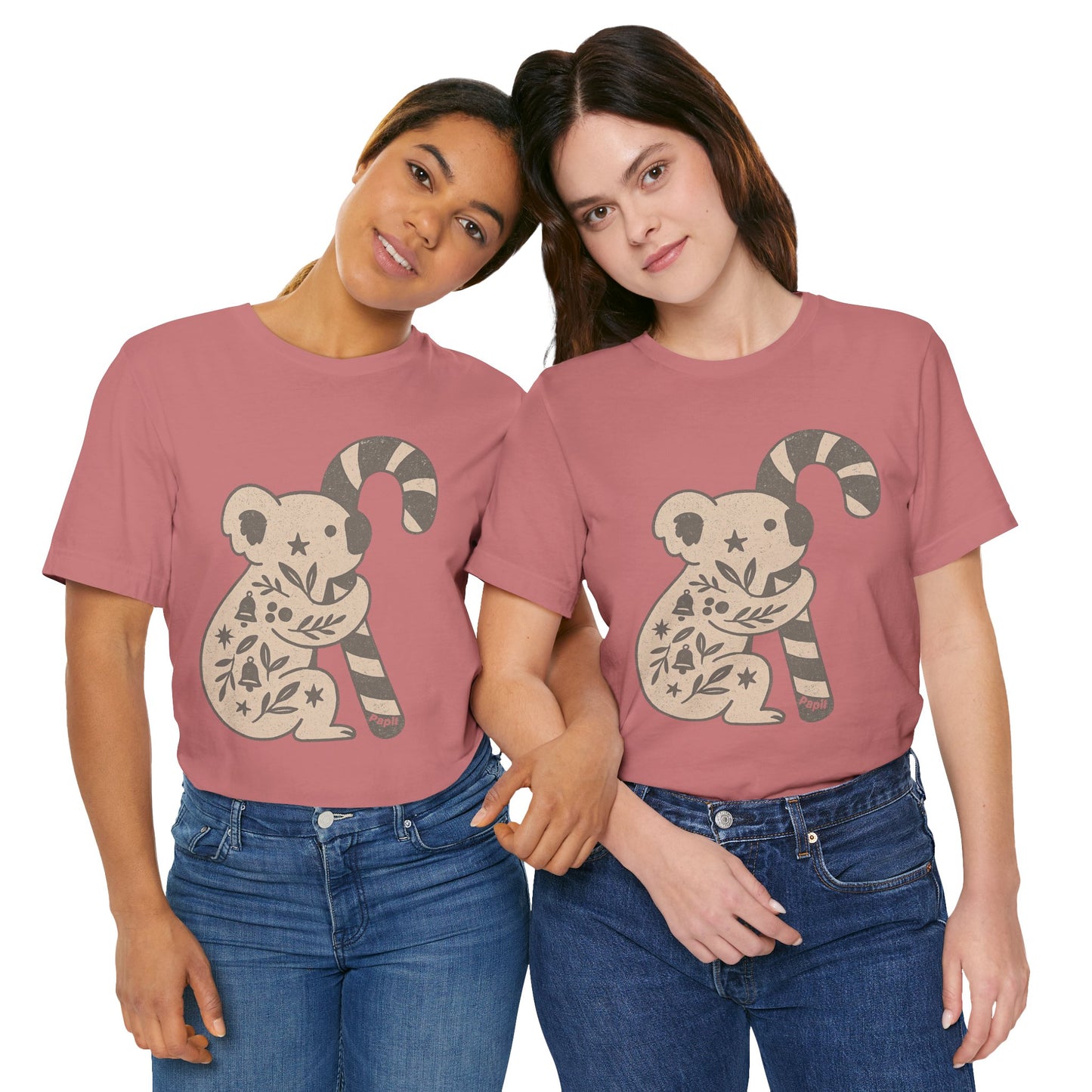 Koala Candy Cane Christmas Unisex T-Shirt — Cute Floral Koala Australian Holiday Tee