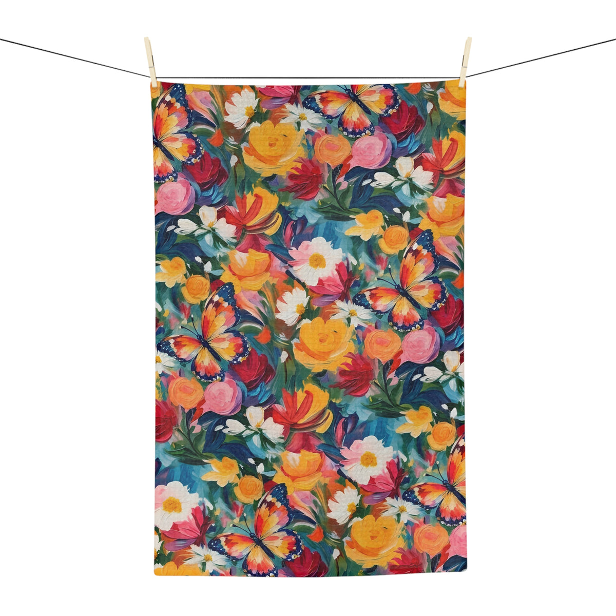 Butterfly Garden Floral Tea Towel | Quick-Dry Microfibre Kitchen Towel