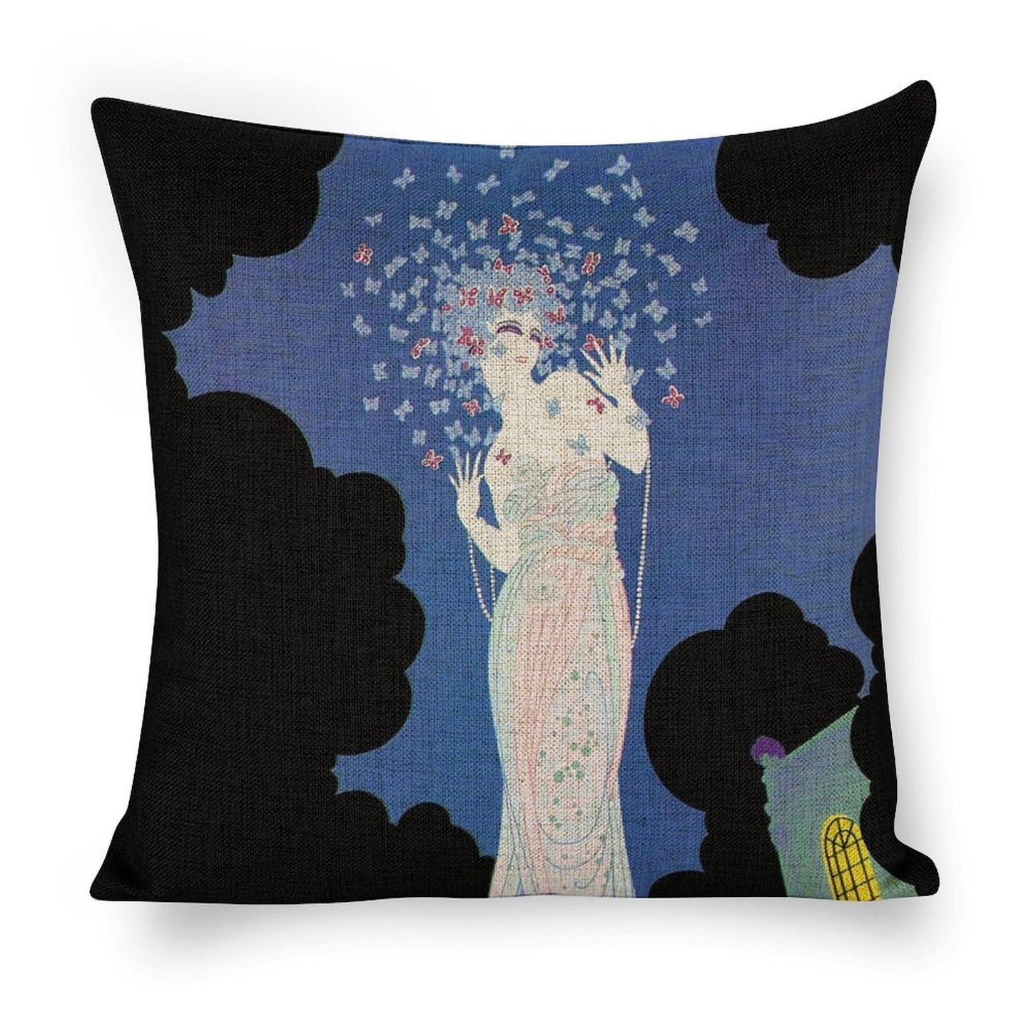 Ms Vogue Linen Cushion Pillow Cover — Double-Sided Print, 45×45cm rice white 18"×18"