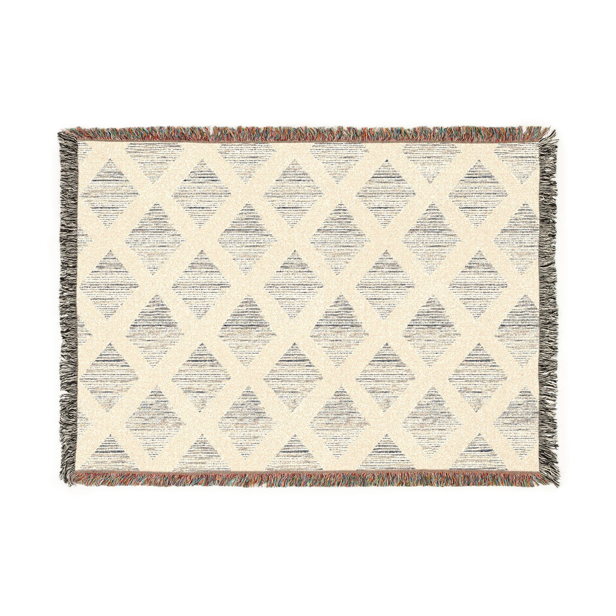Navy & Ivory Diamond Pattern Woven Blanket