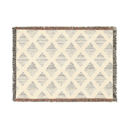 Navy & Ivory Diamond Pattern Woven Blanket