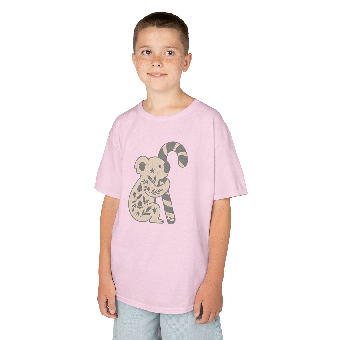 Floral Koala with Candy Cane Christmas Tee | Kids T-Shirt