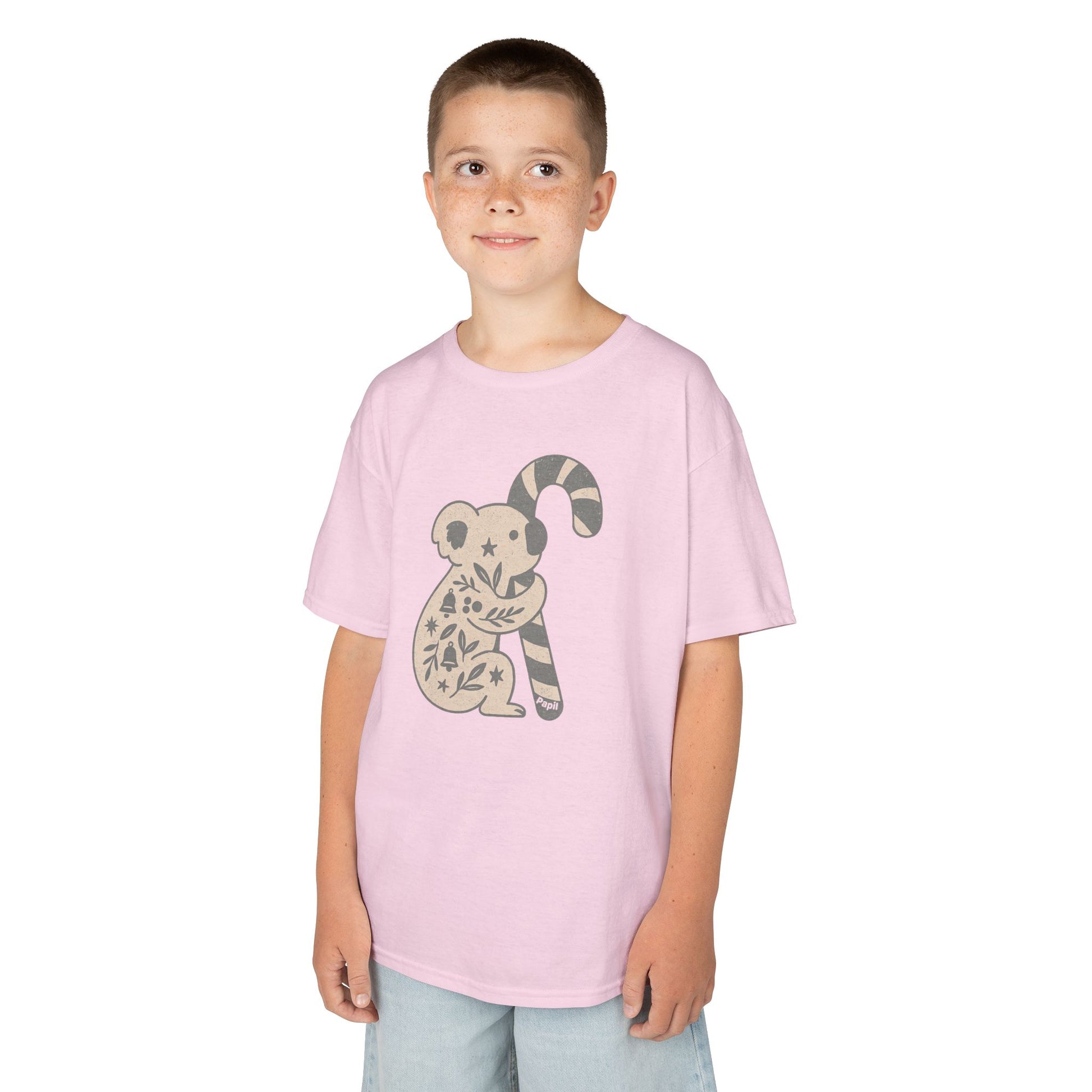 Floral Koala with Candy Cane Christmas Tee | Kids T-Shirt