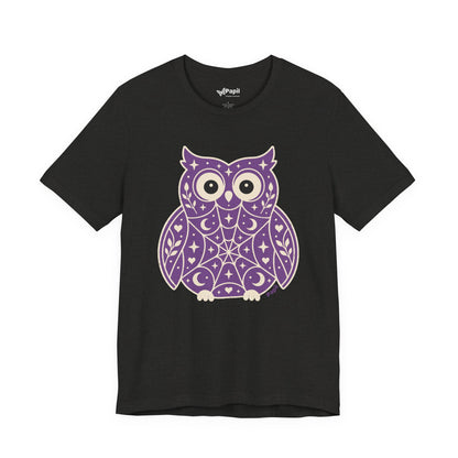 Enchanted Owl Halloween Graphic Tee | Vintage Woodland Owl T-Shirt - Purple 2XL