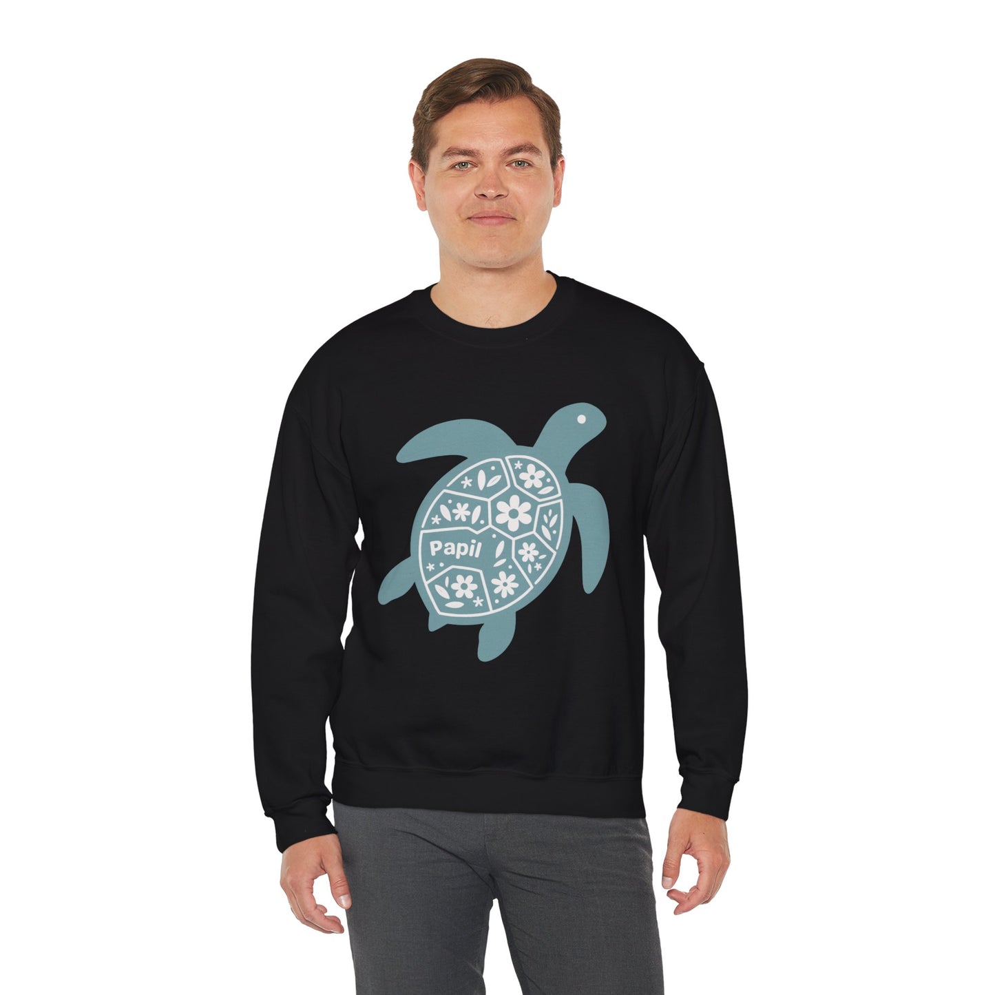 Turtle Graphic Sweatshirt — Floral Sea Turtle Crewneck