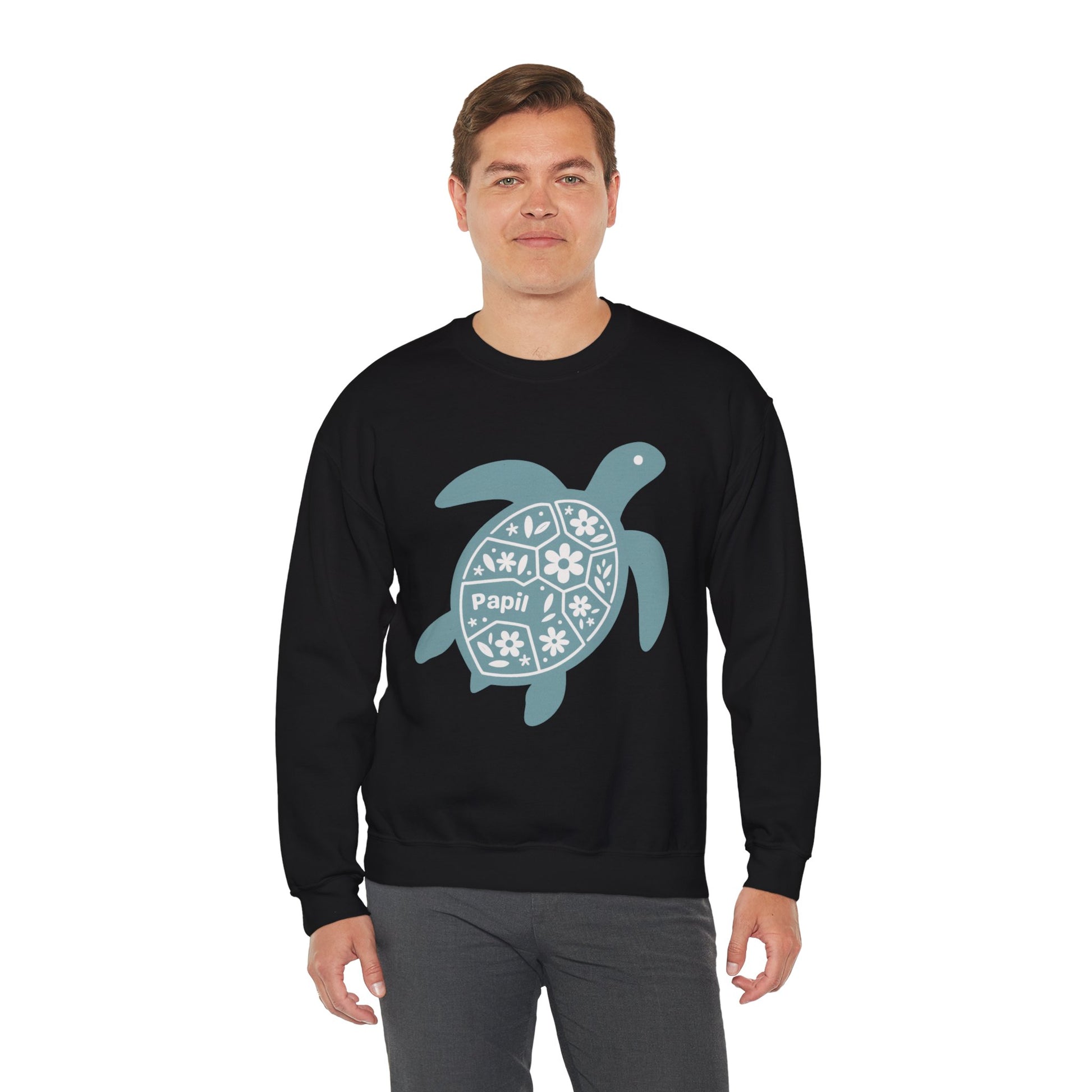 Turtle Graphic Sweatshirt — Floral Sea Turtle Crewneck