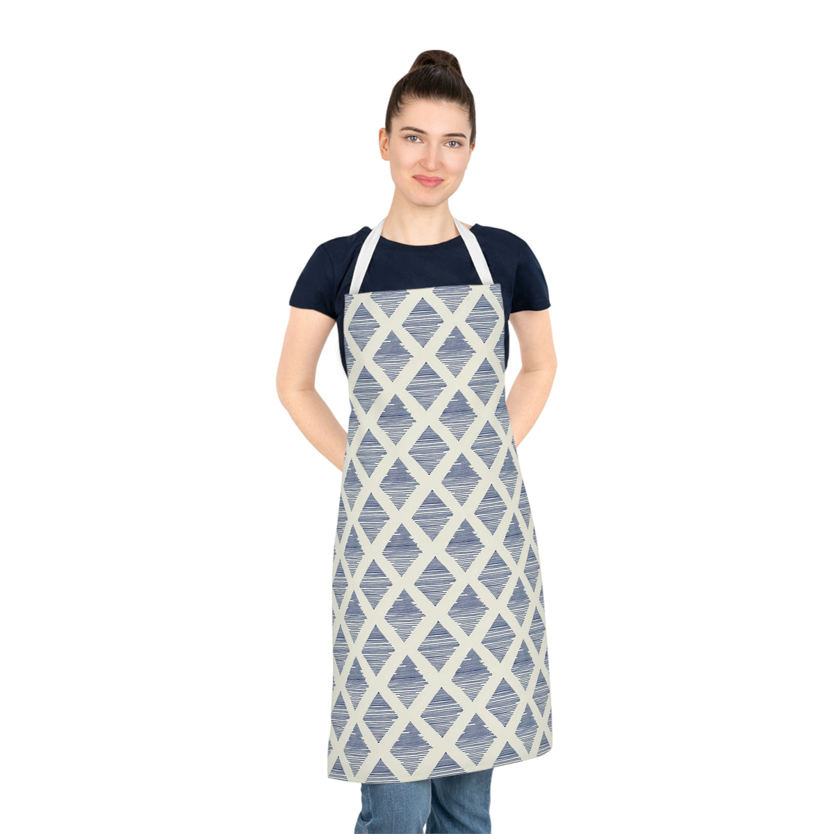 Navy & Ivory Diamond Pattern Apron