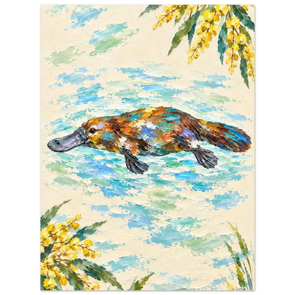 Platypus Painted Australian Animal Fine Art Poster 60x80 cm 24x32″