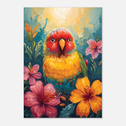 Tropical Parrot Paradise Fine Art Poster - Vivid Abstract Bird & Floral Wall Decor
