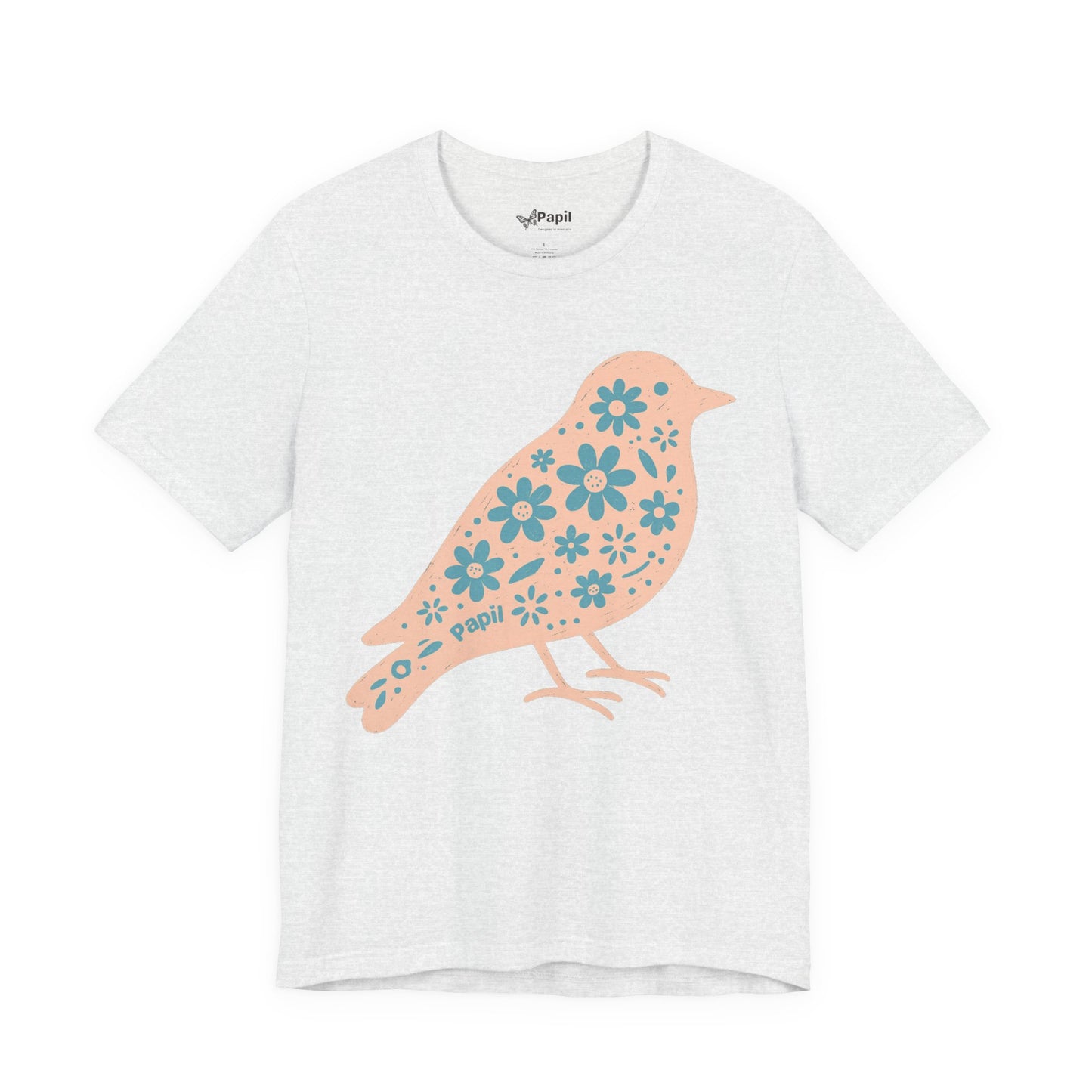 Floral Spring Bird Graphic T-Shirt Ash