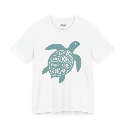 Sea Turtle Graphic Tee — Papil Floral Shell T-Shirt White