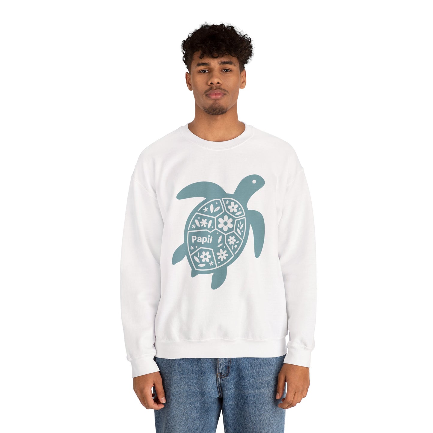 Turtle Graphic Sweatshirt — Floral Sea Turtle Crewneck