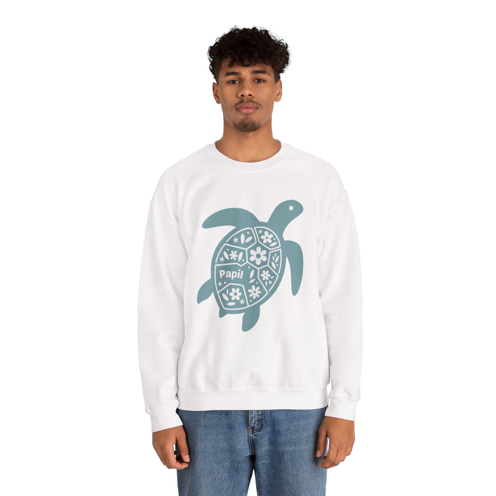 Turtle Graphic Sweatshirt — Floral Sea Turtle Crewneck