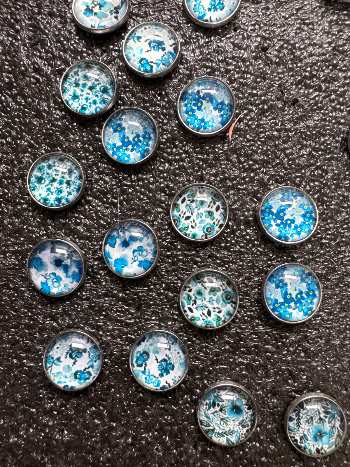 Blue Floral Studs | Stainless Steel