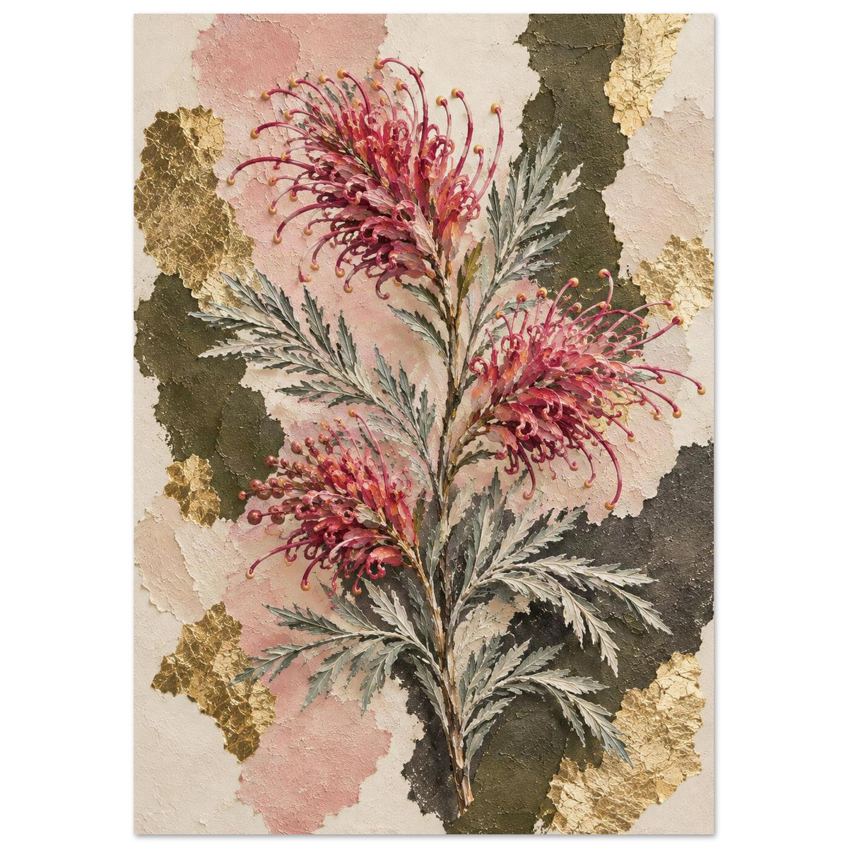 Grevillea Australian Native Flower Fine Art Poster A3 (29.7 x 42 cm)