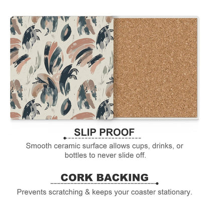 Earthbound Brush Abstract Ceramic Coasters (Set of 4 or 6)