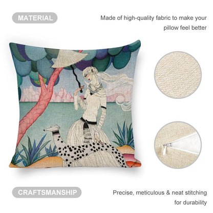 Gentle Companionship Linen Cushion Pillow Cover — Double-Sided Print, 45×45cm