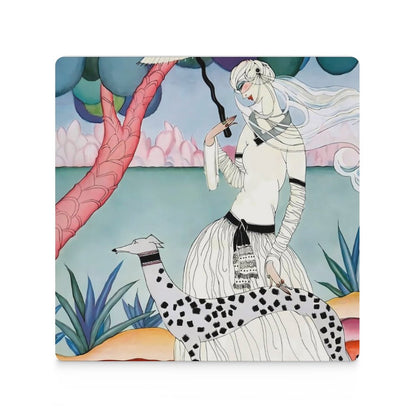 Gentle Companionship Vintage Inspired Lady & Dog Portrait Ceramic Coasters (Set of 4 or 6)