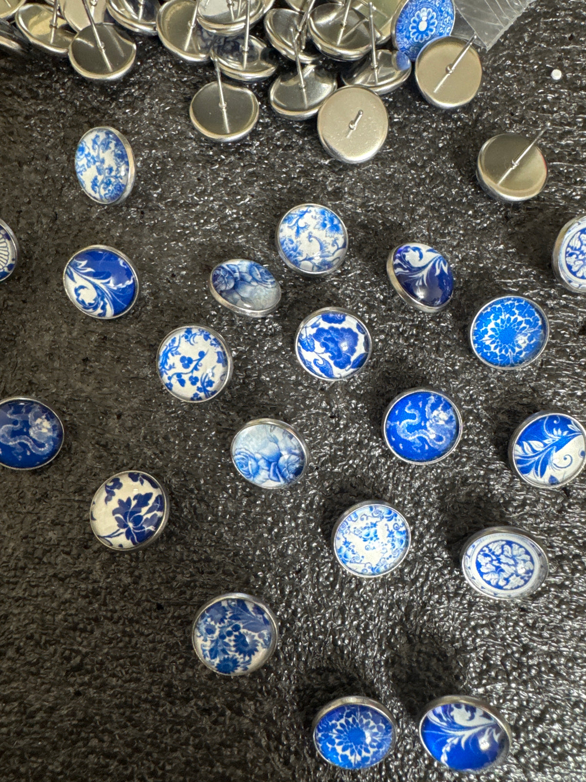 Blue China Studs | Stainless Steel