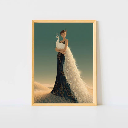 Art Deco Elegance Peacock Lady Fine Art Poster - Timeless Glamour for Your Walls