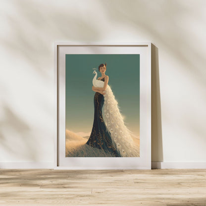 Art Deco Elegance Peacock Lady Fine Art Poster - Timeless Glamour for Your Walls