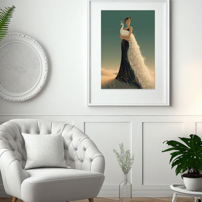 Art Deco Elegance Peacock Lady Fine Art Poster - Timeless Glamour for Your Walls