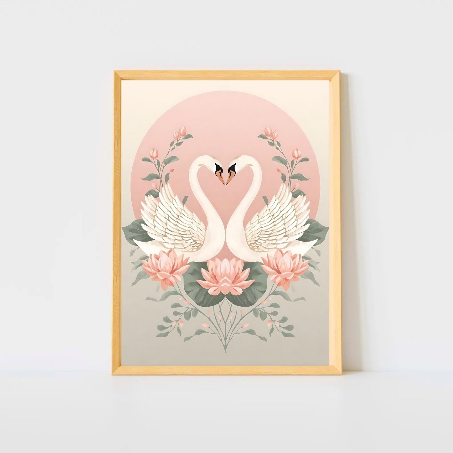 Graceful Swan Lake Art Print - Romantic Fine Art Poster