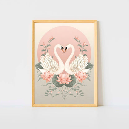 Graceful Swan Lake Art Print - Romantic Fine Art Poster
