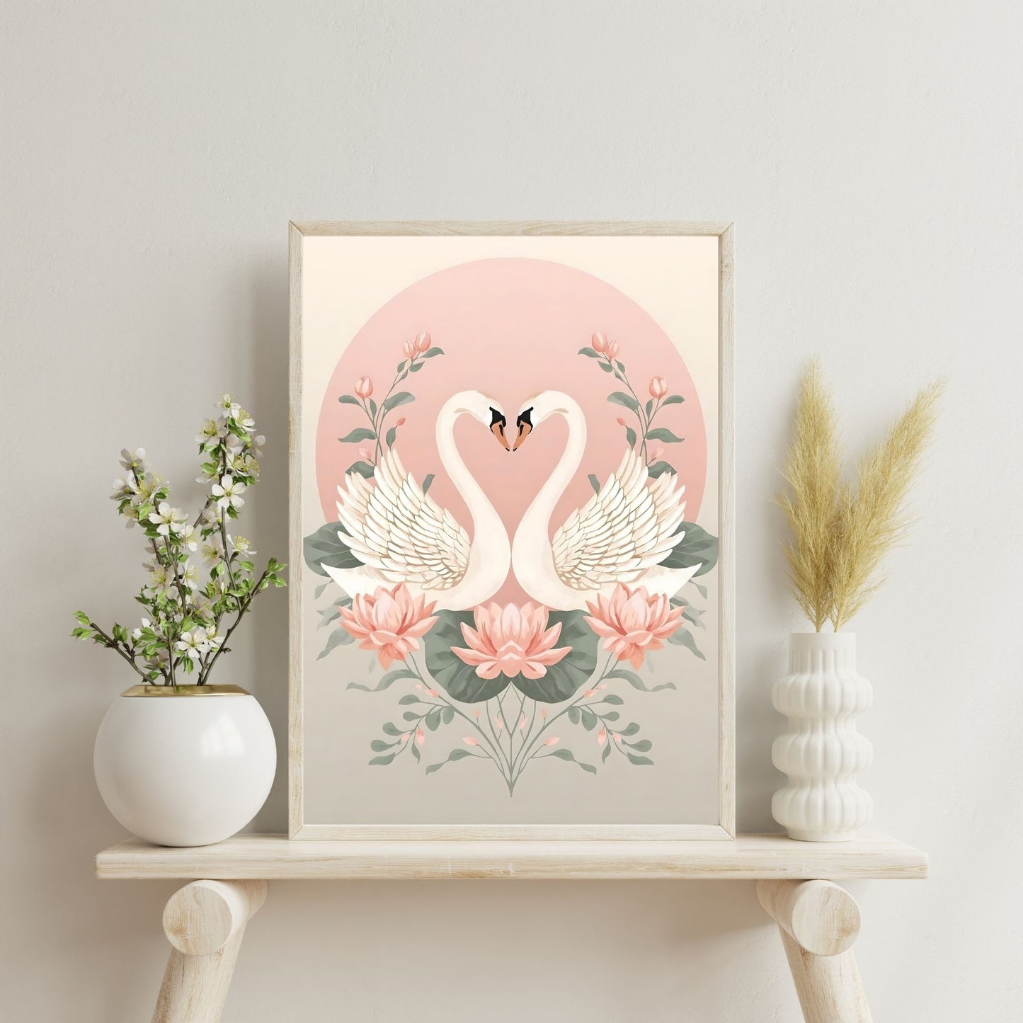 Graceful Swan Lake Art Print - Romantic Fine Art Poster
