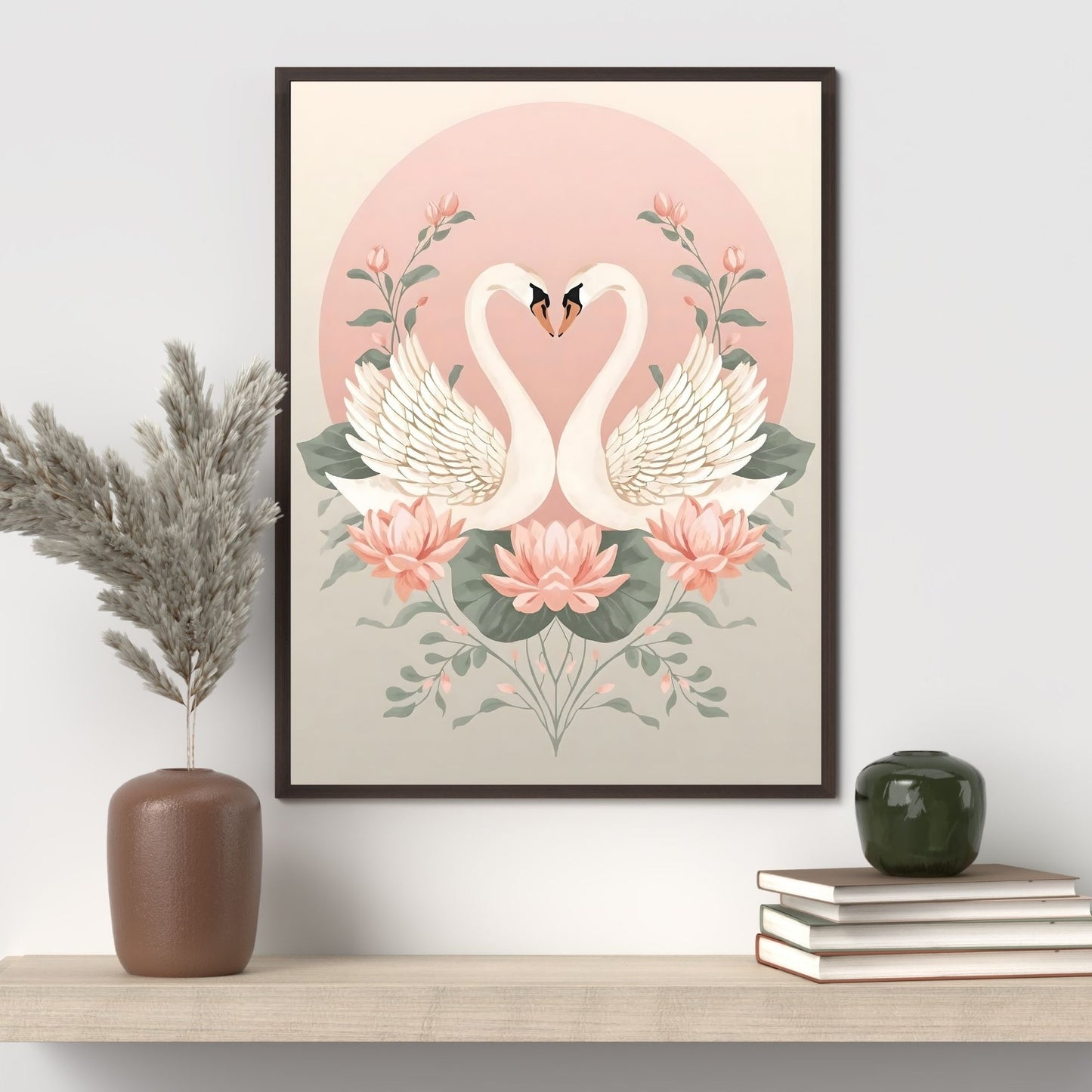 Graceful Swan Lake Art Print - Romantic Fine Art Poster