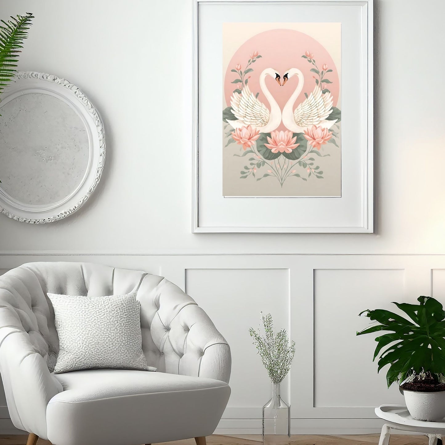Graceful Swan Lake Art Print - Romantic Fine Art Poster