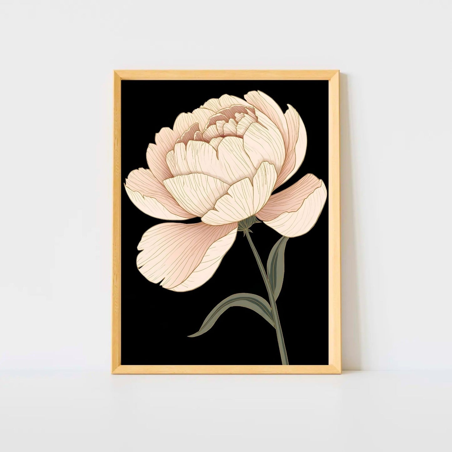 Elegant Blush Peony Fine Art Poster - A Delicate Floral Statement Piece