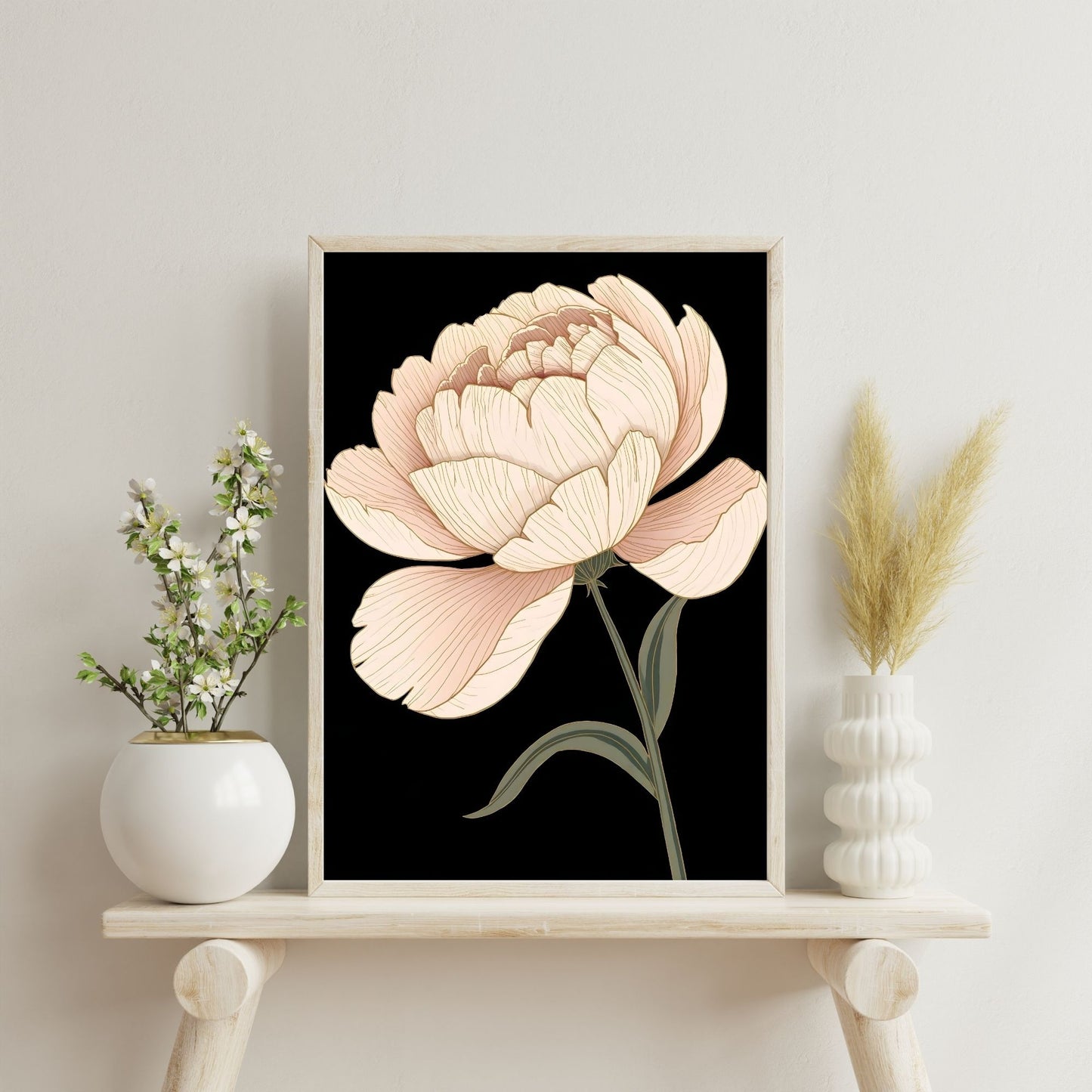 Elegant Blush Peony Fine Art Poster - A Delicate Floral Statement Piece