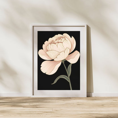 Elegant Blush Peony Fine Art Poster - A Delicate Floral Statement Piece