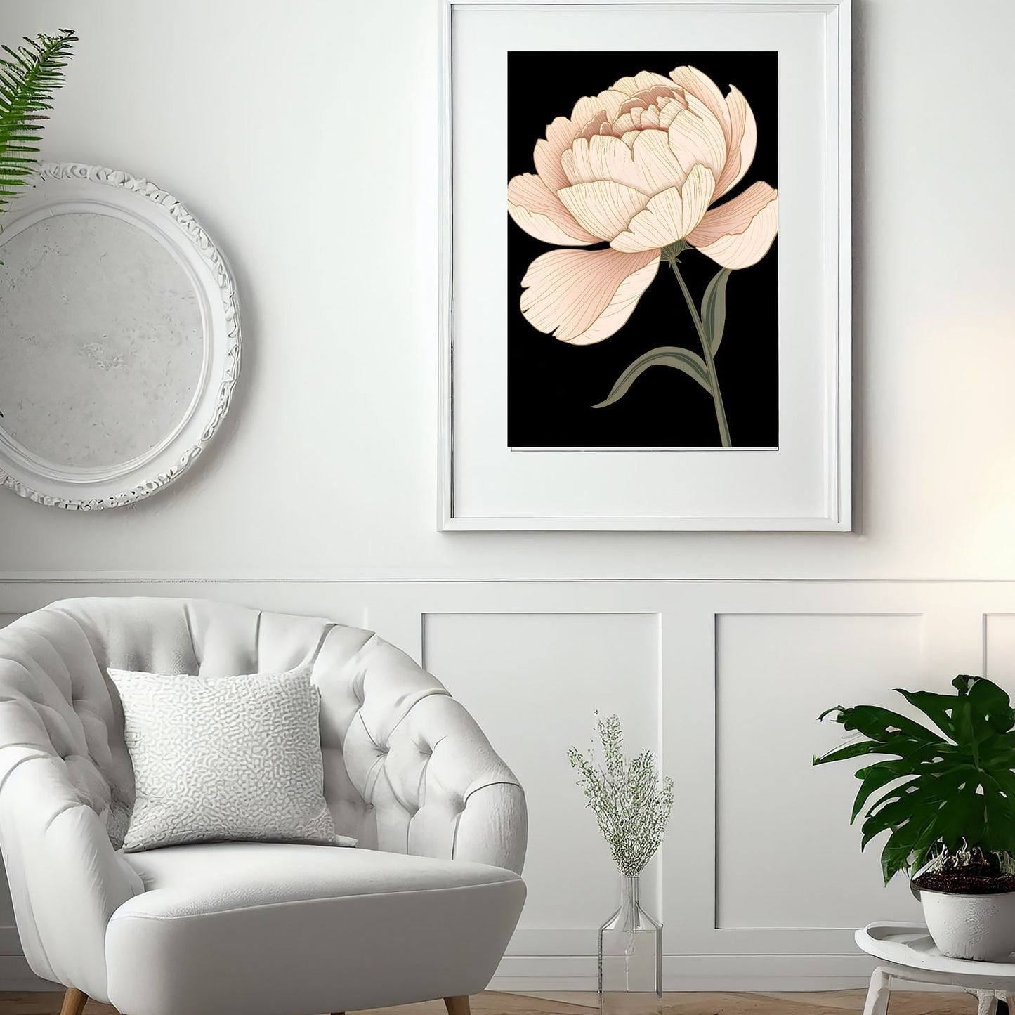 Elegant Blush Peony Fine Art Poster - A Delicate Floral Statement Piece