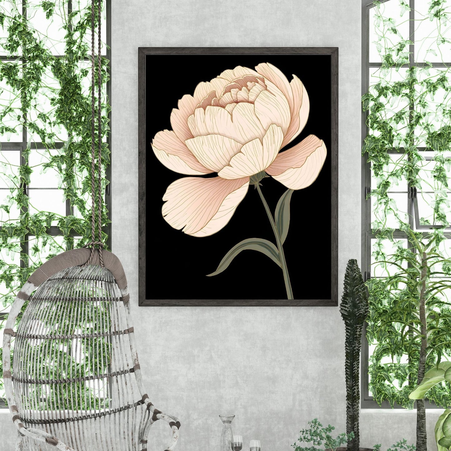 Elegant Blush Peony Fine Art Poster - A Delicate Floral Statement Piece