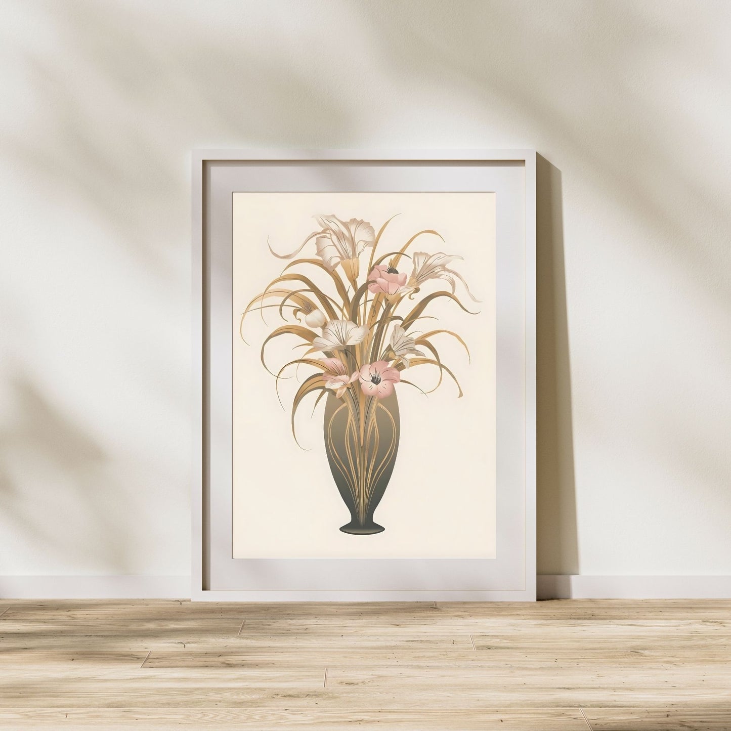 Art Nouveau Floral Vase Fine Art Poster - Timeless Elegance in Muted Tones, Available in Multiple Sizes