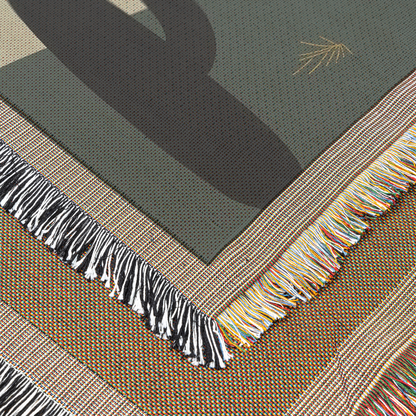 Desert Night Woven Blanket | Moonlit Cactus Landscape Throw | Boho Western Home Décor with Fringe