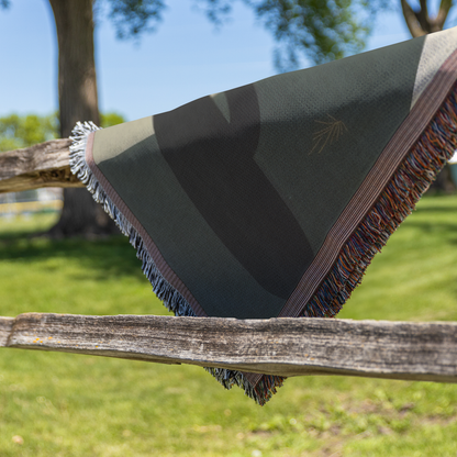 Desert Night Woven Blanket | Moonlit Cactus Landscape Throw | Boho Western Home Décor with Fringe