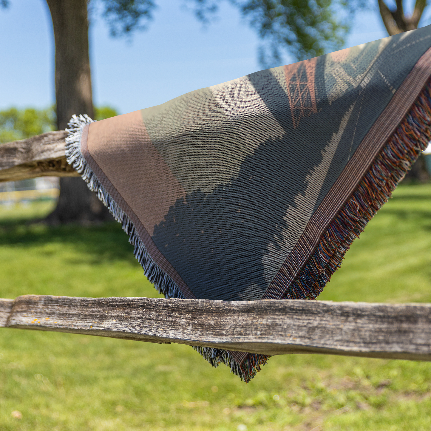 Paris Eiffel Tower Woven Blanket | Modern Travel Art Printed Throw | Parisian Home Décor with Fringe