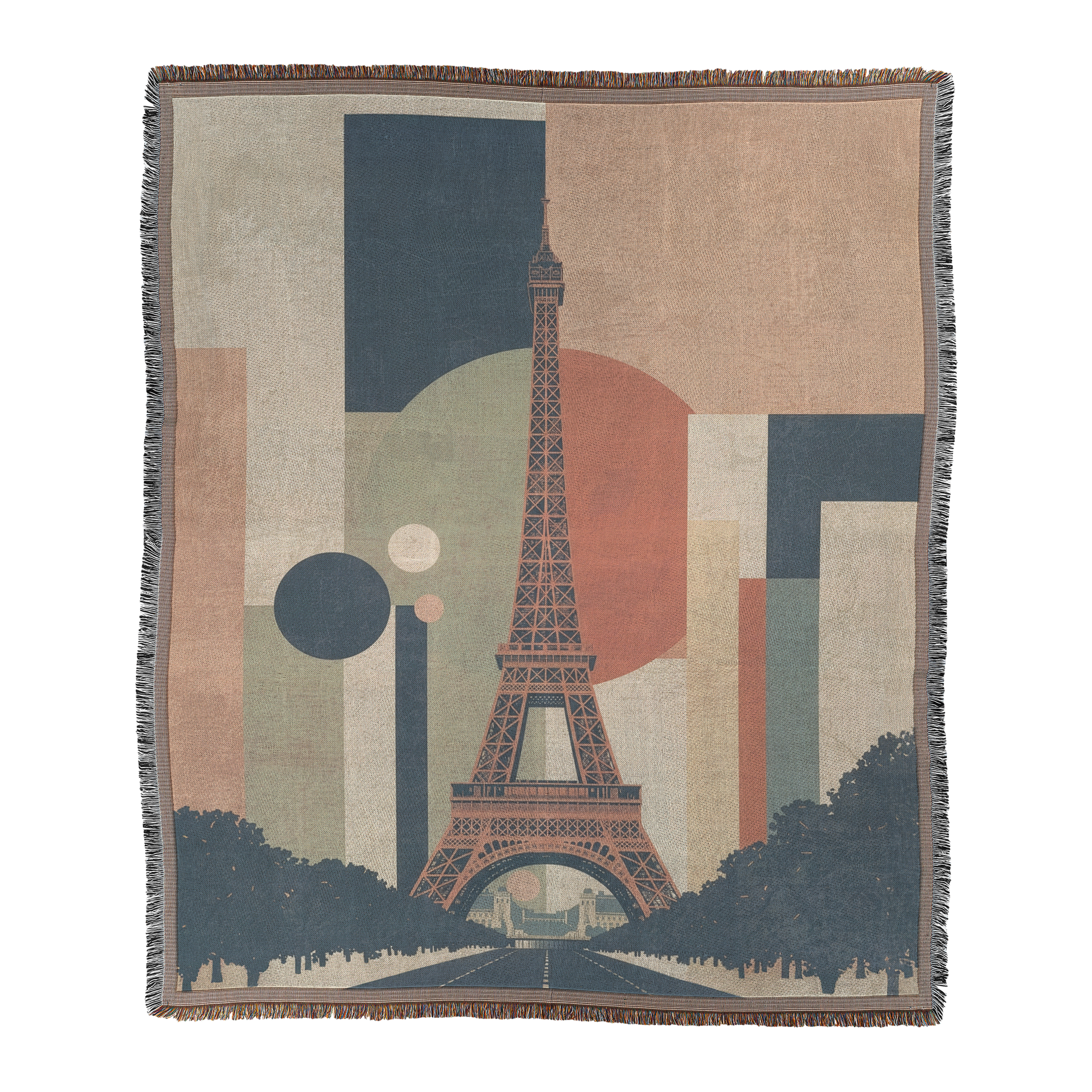 Paris Eiffel Tower Woven Blanket | Modern Travel Art Printed Throw | Parisian Home Décor with Fringe Default Title