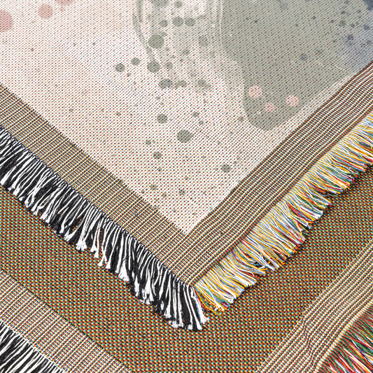 Abstract Watercolour Woven Throw Blanket, Neutral Brushstroke
